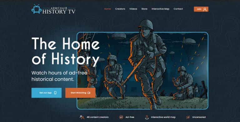Armchair History Website Design Snippet